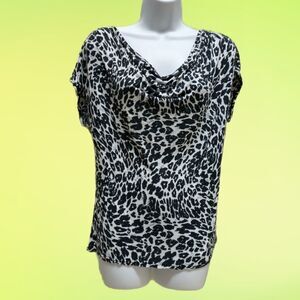 H&M Leopard Top Ruched Dolman Sleeves Cowl…